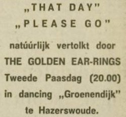 Golden Earrings show announcement Hazerswoude April 10, 1966